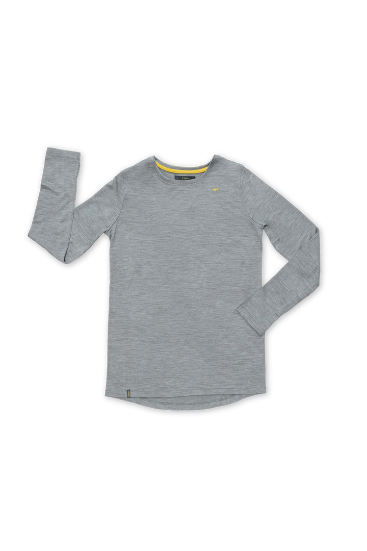 Bark 170g Womens Long Sleeve Newspaper Grey